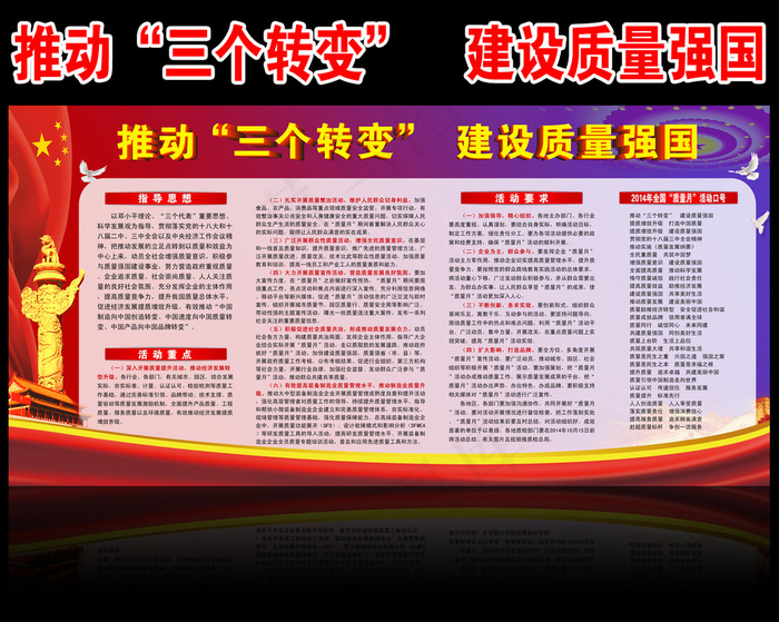 2014年全国质量月活动展板宣传栏psd模版下载