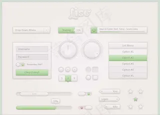 淡雅绿色网页UI设计元素PSD源文...