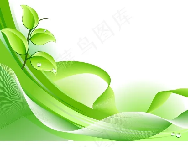 绿色丝带树叶背景矢量图eps,ai矢量模版下载