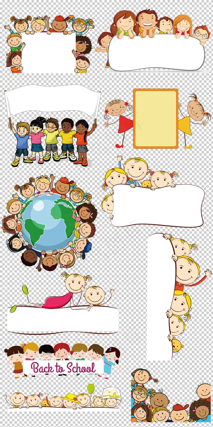 卡通儿童小孩学生幼儿开学季图片素材
