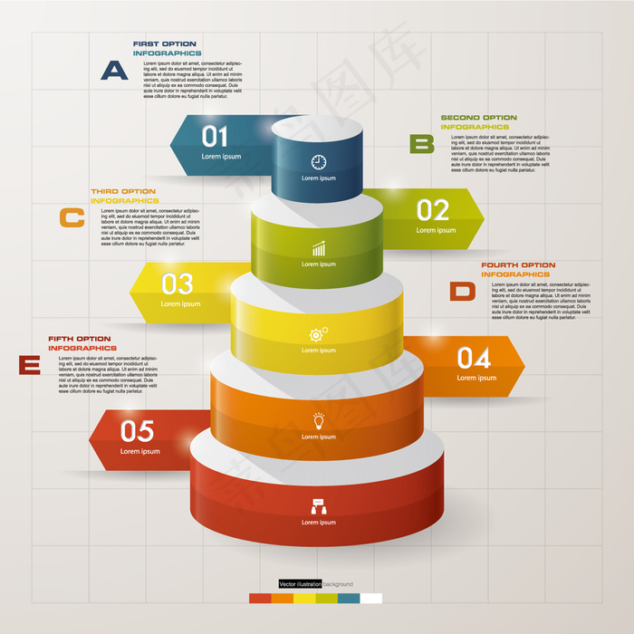 多款立体圆柱信息图表矢量素材eps,ai矢量模版下载