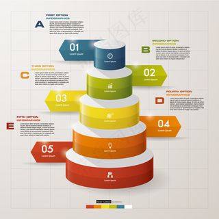 多款立体圆柱信息图表矢量素材