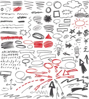 手绘图不同的标志矢量图形06