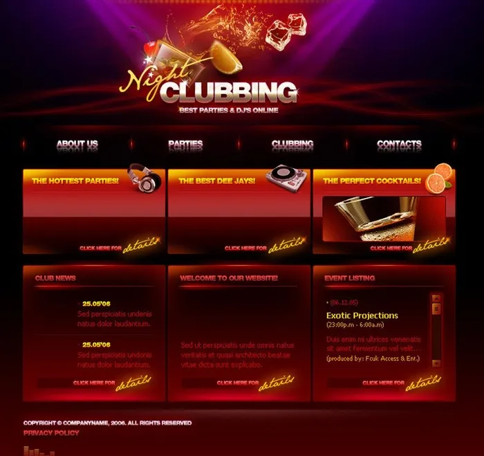 音乐网站模板图片psd模版下载