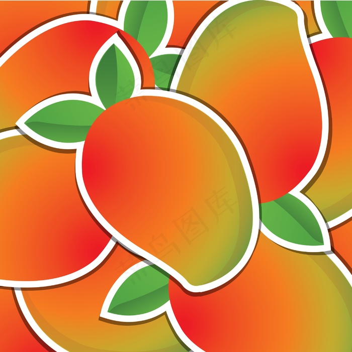 芒果贴纸背景/卡矢量格式