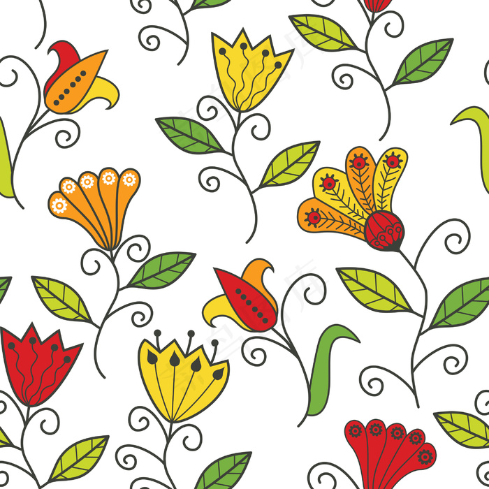 花无休止的花卉图案的无缝模式的无缝...