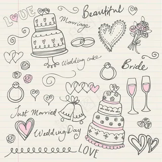 手绘婚礼素材插画矢量素材