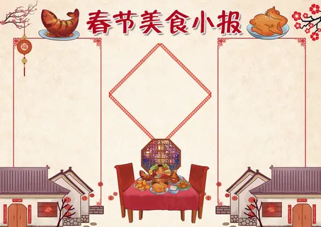 春节美食小报新年饮食小报模板