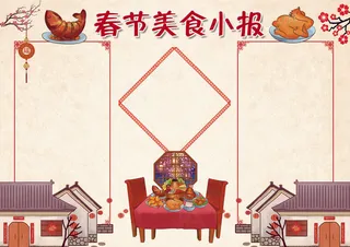 春节美食小报新年饮食小报模板