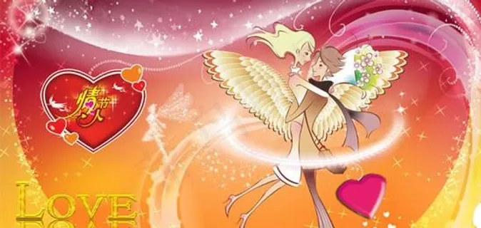 情人节卡通情侣甜蜜PSD素材