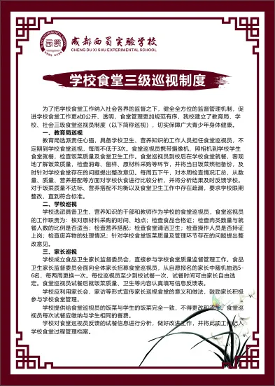 学校食堂三级巡视制度cdr矢量模版下载