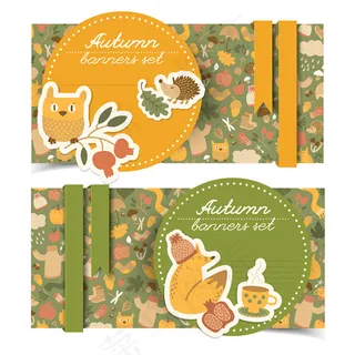 秋日剪贴Banner设计模板矢量素...