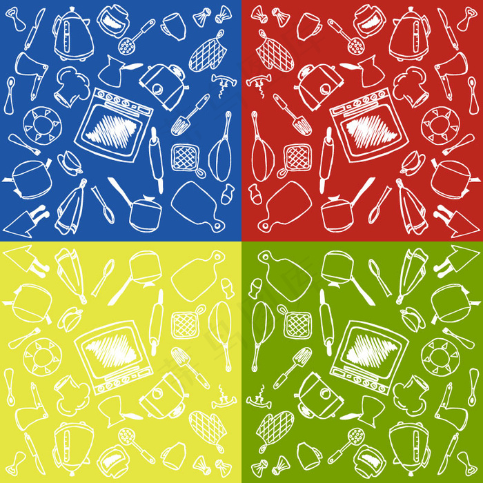 手绘生活用品背景矢量素材