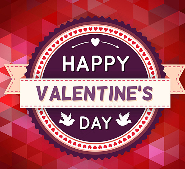 创意圆形情人节标签矢量素材图片