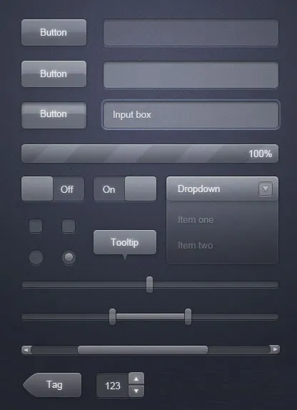 透明玻璃网页按钮UI组件