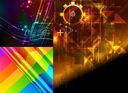 炫彩线条流光背景矢量图 AI 炫彩线条流光背景矢量图 AI