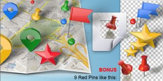 真实三维地图路线标记旗帜模板