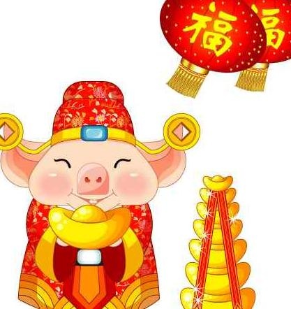 新春金猪送福矢量图
