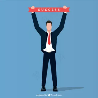 商人带着成功的丝带