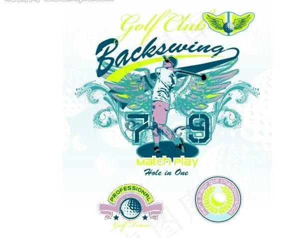 高尔夫运动人物图片cdr矢量模版下载