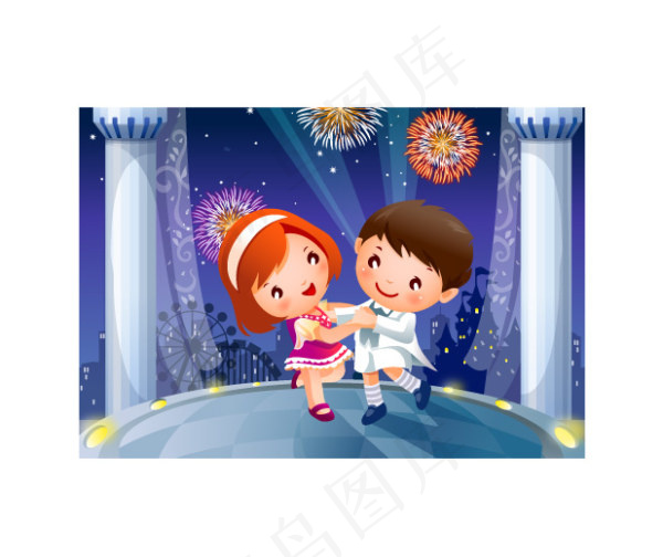 儿童舞蹈运动矢量素材