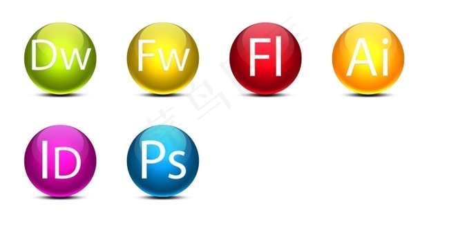 Adobe系列圆形水晶软件图标下载
