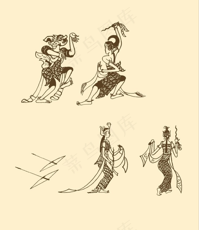 贡加兰舞人物插图psd模版下载