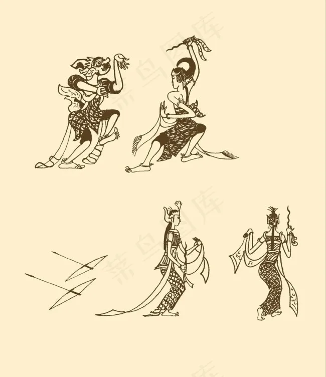 贡加兰舞人物插图psd模版下载