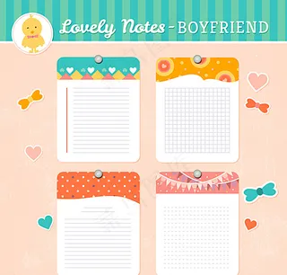 童趣便条纸矢量素材图片