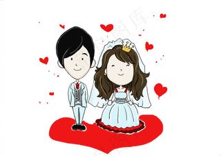 卡通新娘新郎结婚