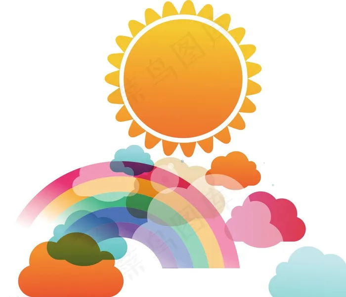 太阳彩虹云朵矢量素材图片cdr矢量模版下载