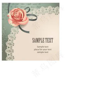 玫瑰装饰复古邀请卡矢量素材