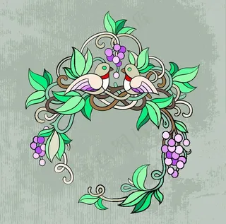 古典花纹小鸟图片