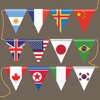 三角国旗矢量图含psd