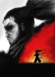 英雄联盟亚索背景psd分层手绘