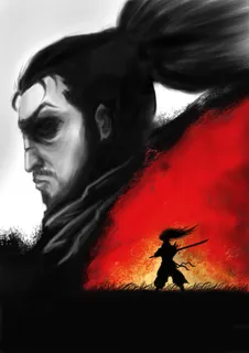 英雄联盟亚索背景psd分层手绘