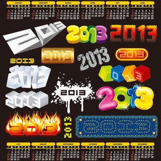 2013艺术字年历矢量格式