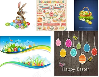 兔子与彩蛋等复活节