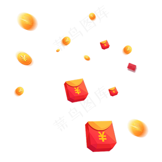 卡通红包金币PNG透明背景免扣素材
