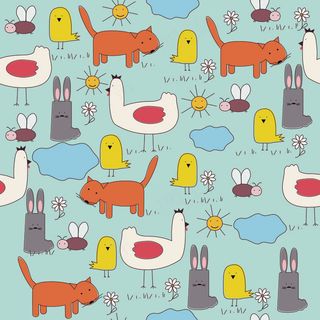 卡通可爱北欧童话梦幻儿童动物无缝平铺背景头像印刷矢量图片素材