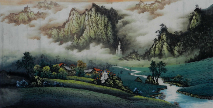 山村晓霭图片