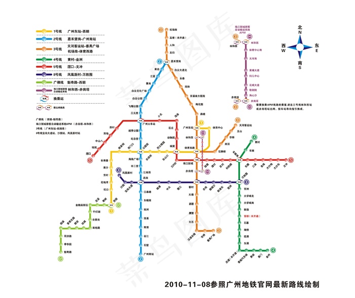 最新广州地铁线路矢量图101108