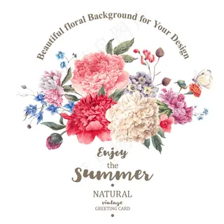 精美手绘花朵植物矢量素材