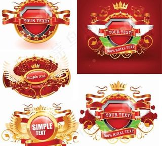 华丽的旗帜徽章矢量素材