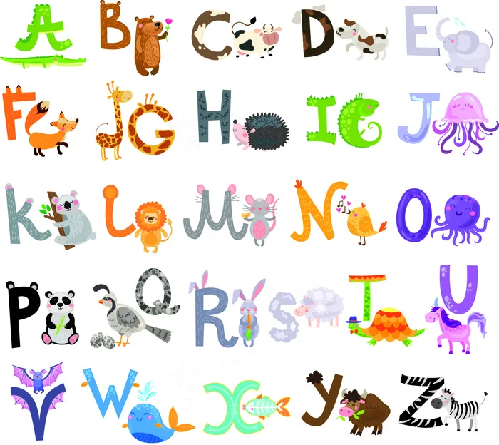 矢量26个动物字母字体合集eps,ai矢量模版下载