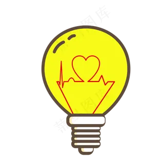 红色的心形灯泡插画