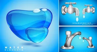 蓝色爱心水珠水滴 水轮头图片