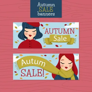 秋季森林风景动物美女元素矢量集合