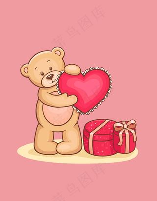 卡通动物小熊心形