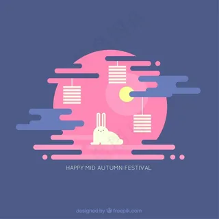 中秋快乐背景中国灯笼矢量图素材